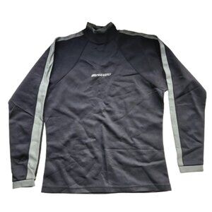 Navarro Men’s Swim Top Rash Guard Large Black Silver Mock Neck Made in Canada